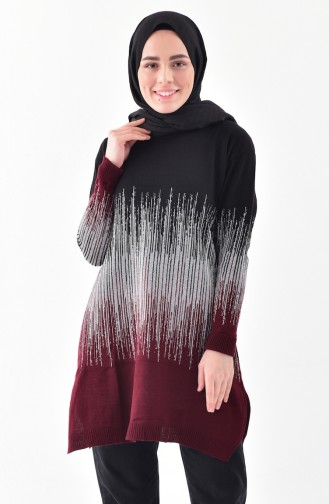 Pull Tricot a Paillettes 2127-01 Noir Bordeaux 2127-01