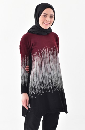 Pull Tricot a Paillettes 2127-04 Bordeaux Noir 2127-04