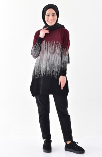 Pull Tricot a Paillettes 2127-04 Bordeaux Noir 2127-04