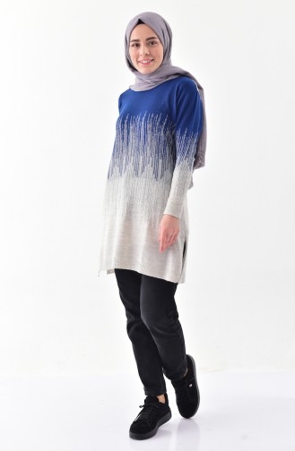 Pull Tricot a Paillettes 2127-05 Bleu Roi Beige 2127-05