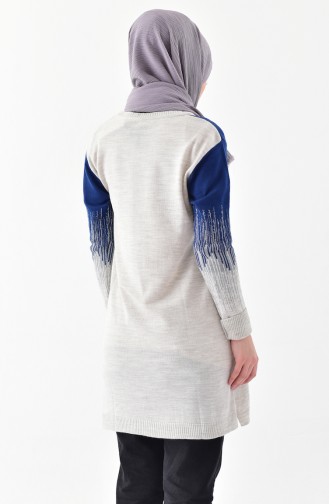 Pull Tricot a Paillettes 2127-05 Bleu Roi Beige 2127-05