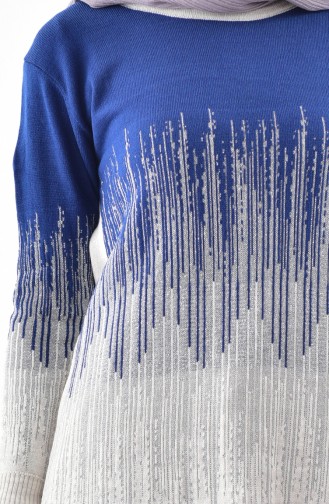 Pull Tricot a Paillettes 2127-05 Bleu Roi Beige 2127-05