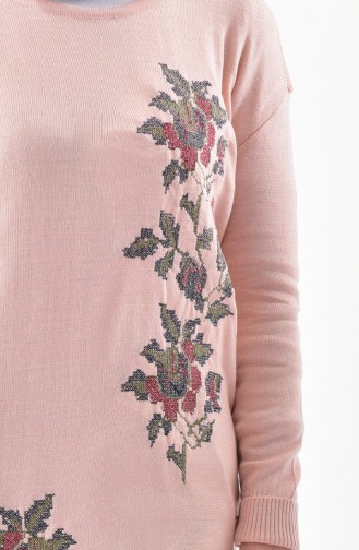 VMODA Knitwear Embroidered Long Sweater 9001-02 Powder 9001-02