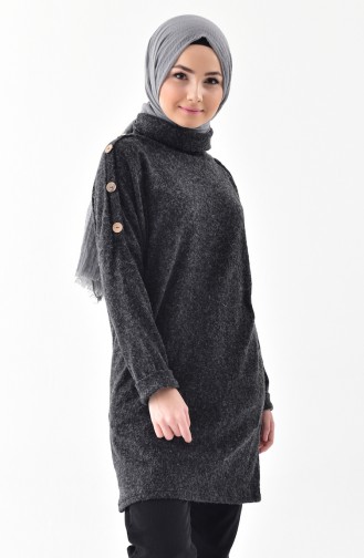 Button Detailed Knitwear Sweater 2108-01 Black 2108-01