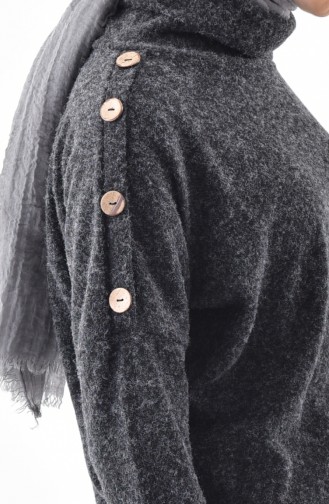 Button Detailed Knitwear Sweater 2108-01 Black 2108-01