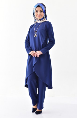 BURUN  Necklace Tunic Trousers Double Suit 0115-01 Navy Blue 0115-01