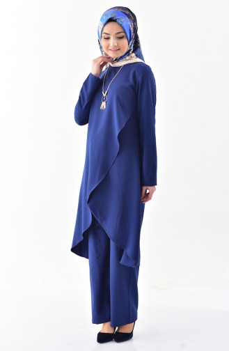 BURUN  Necklace Tunic Trousers Double Suit 0115-01 Navy Blue 0115-01