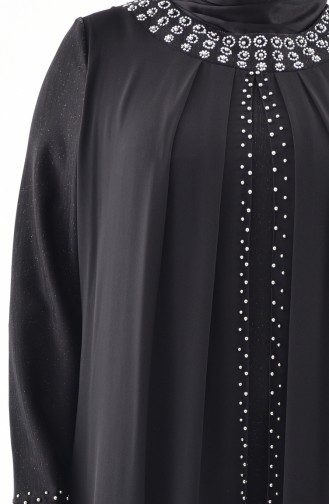 Robe de Soirée Perlées Grande Taille 3138-01 Noir 3138-01