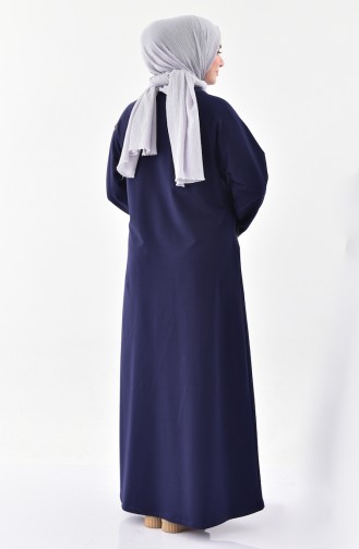 Büyük Beden Taş Baskılı Spor Elbise 2064-01 Lacivert