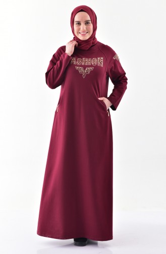 Robe Sport Imprimée de Pierre Grande Taille 2064-02 Bordeaux 2064-02