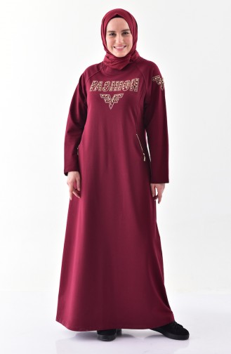 Robe Sport Imprimée de Pierre Grande Taille 2064-02 Bordeaux 2064-02