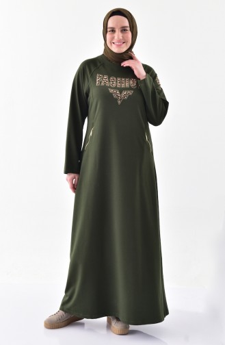 Robe Sport Imprimée de Pierre Grande Taille 2064-04 Khaki 2064-04