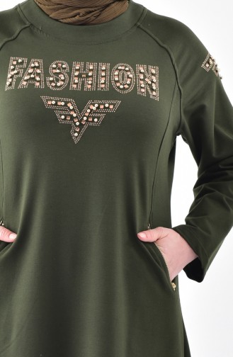Robe Sport Imprimée de Pierre Grande Taille 2064-04 Khaki 2064-04
