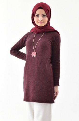 Necklaced Winter Tunic 2126-01 Claret Red 2126-01
