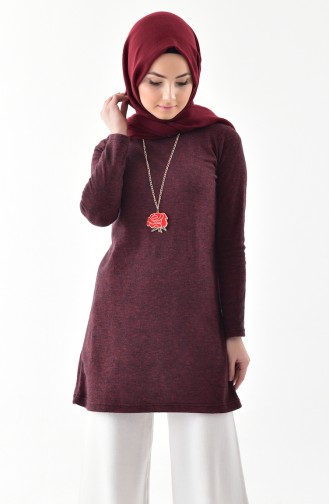 Necklaced Winter Tunic 2126-01 Claret Red 2126-01