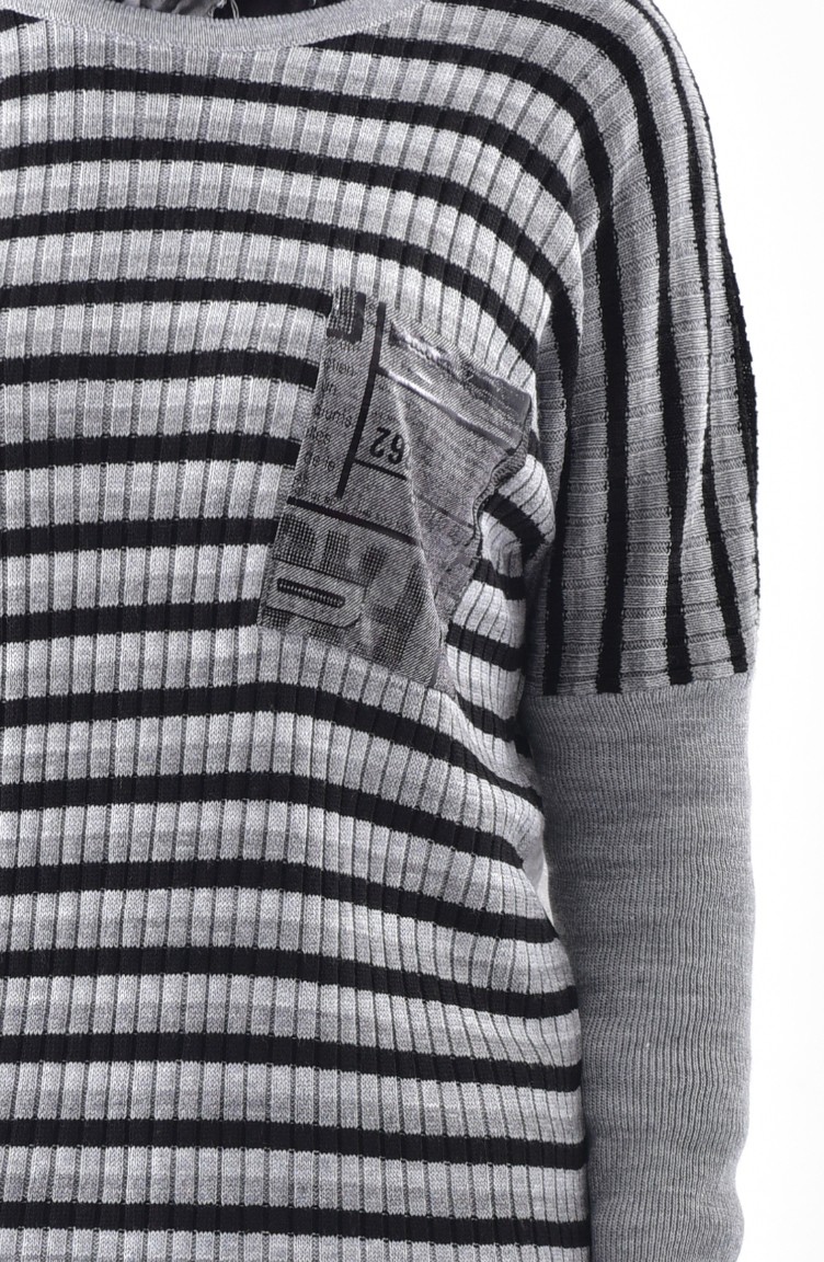 gray and white striped tunic
