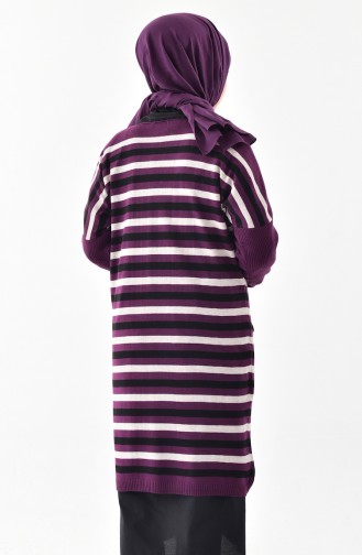 Striped Knitwear Tunic 8095-02 Purple 8095-02