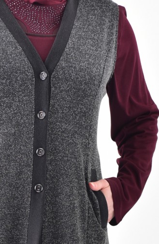 Plus Size Buttoned Vest 1072-01 Black 1072-01