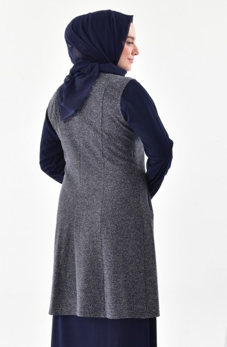 Gilet a Boutons Grande Taille 1072-02 Bleu Marine 1072-02