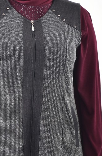 Large Size Zippered Vest 1073-02 Black 1073-02
