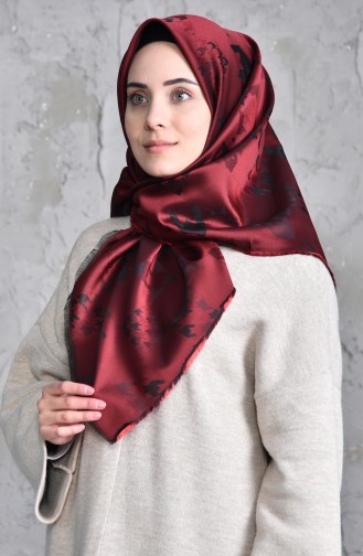 Desenli Tafta Eşarp 901398-05 Bordo