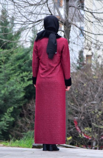 Furry Abaya 99173-04 Claret Red 99173-04