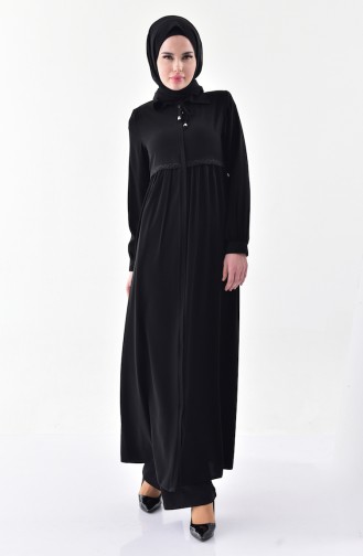 Abaya Plissée 5920-02 Noir 5920-02