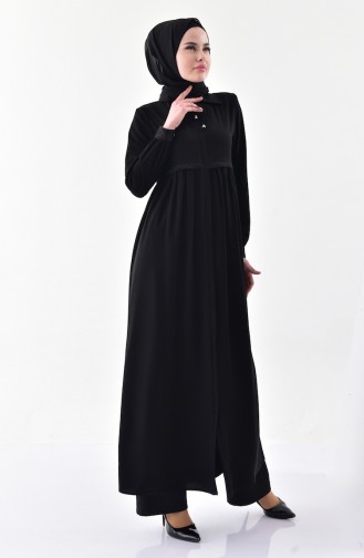 Embroidered Platted Abaya 5920-02 Black 5920-02