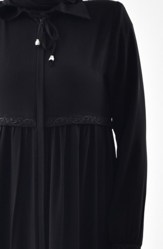 Abaya Plissée 5920-02 Noir 5920-02