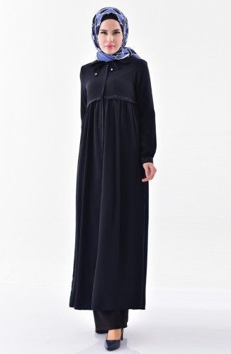 Abaya Plissée 5920-03 Bleu Marine 5920-03