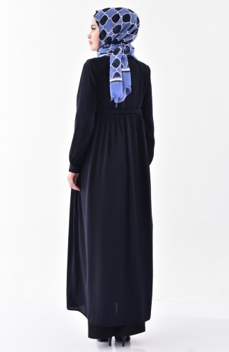 Abaya Plissée 5920-03 Bleu Marine 5920-03