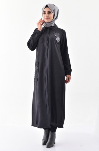 Abaya à Fermeture 49512-01 Fumé 49512-01