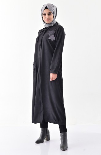 Abaya à Fermeture 49512-01 Fumé 49512-01