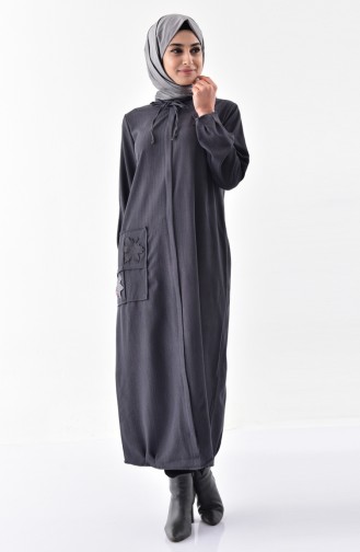 Abaya a Fermeture 49512-04 Gris 49512-04