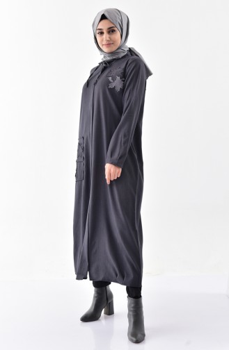 Abaya a Fermeture 49512-04 Gris 49512-04