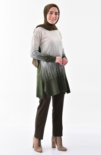 Pull Tricot a Paillettes 2127-03 Beige Khaki 2127-03