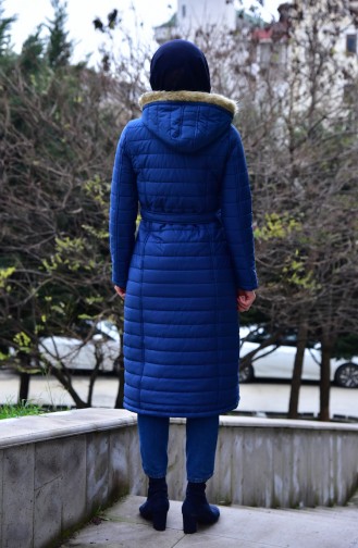 Manteau Matelassé a Capuche 0102-01 İndigo 0102-01