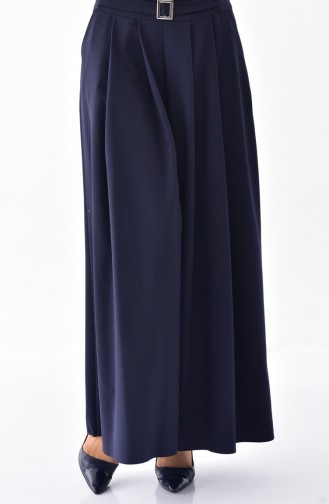 BURUN  Pleated Pants Skirt 0157-02 Navy Blue 0157-02