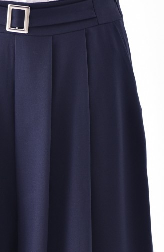 BURUN  Pleated Pants Skirt 0157-02 Navy Blue 0157-02