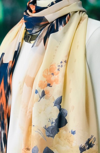 Châle Mousseline a Motifs 60541-01 Bleu Marine 60541-01