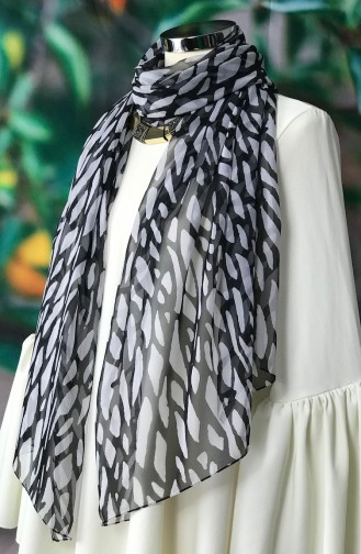 Châle Mousseline a Motifs 60551-01 Noir 60551-01