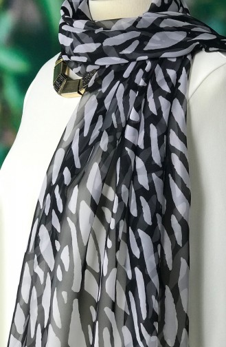 Châle Mousseline a Motifs 60551-01 Noir 60551-01