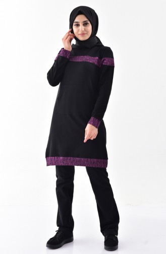 Sefamerve Ensemble Survêtement a Capuche 1408-01 Noir 1408-01