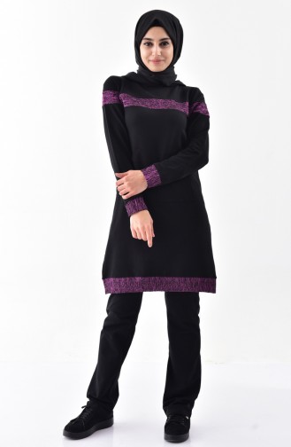 Sefamerve Ensemble Survêtement a Capuche 1408-01 Noir 1408-01