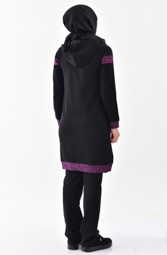 Sefamerve Ensemble Survêtement a Capuche 1408-01 Noir 1408-01