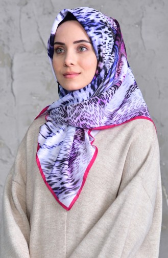 كرّجا شال بتصميم مُطبع 90511-05 لون بنفسجي وفوشي 90511-05