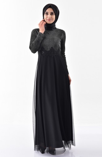 Lace Detailed Dress 3867B-01 Black 3867B-01