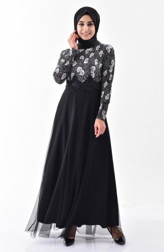 Lace Detailed Dress 3867C-01 Black 3867C-01