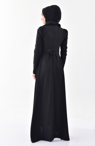Stone Belted Dress 0207-07 Black 0207-07