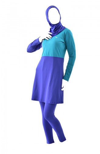 Maillot de Bain Islamique 287-02 Bleu Roi 287-02